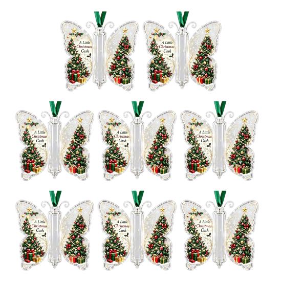 Geschenke für Familie Freunde Schmetterling Bargeldgeschenk Schmuckstück, Weihnachts-Geldhalter Hängende Dekoration mit festlichem Urlaubs-Haus-Druck, Acryl-Baum-Anhänger