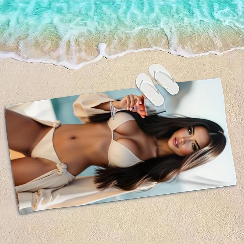 Modern Summer Beach Towel Quick Dry Absorbent Rectangular for Travel Beach Camping Bathroom Family Party