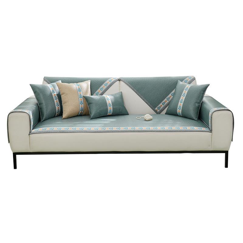 Argy Wormwood Rattan-Sofakissen, Sommer-Sofa aus Leder, Massivholz, Kaltgefühl, Kissen, vollständig bezogen mit Stoff