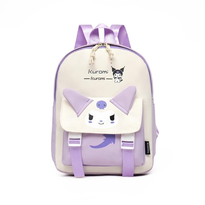 (Black) Kuromi Cinnamoroll Melody Pompomurin Backpack Zipper Waterproof Large Capacity