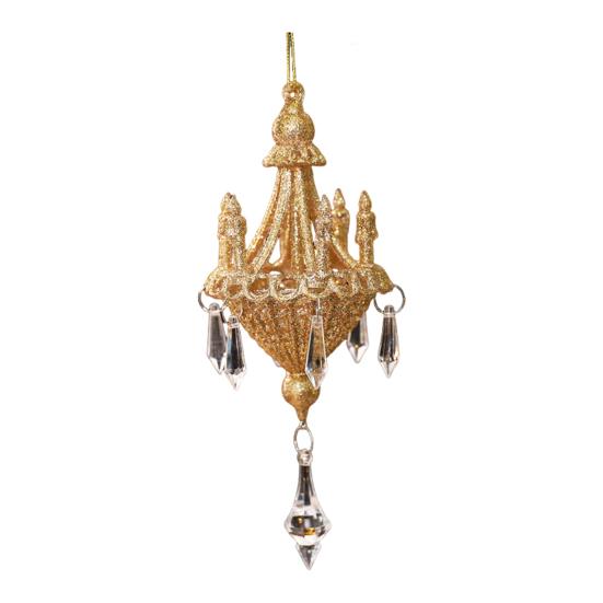 Glitter Chandelier Ornament 7 Inch Sparkling Acrylic Chandelier Christmas Tree Ornaments with Faux Crystal for Trees Doors Holiday Home Decor