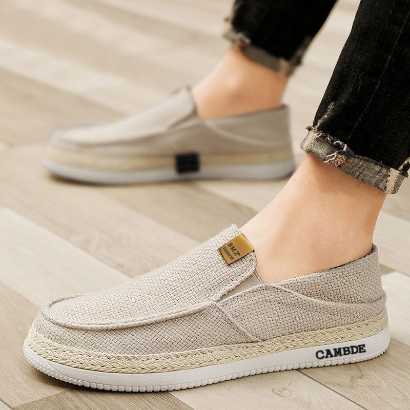 2025 New One-pedal Flat Men's Shoes Linen Fisherman Shoes Low-top Foot Casual Men's Shoes Old Beijing Cloth Shoes