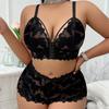 Bra Set Plus Size Lace See‑Through Sexy Y2K Lingerie Set  Alluring Intimate Outfit for Women