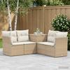 Sofa Set 5 Pcs. Beige and Cream White Poly Rattan and Steel