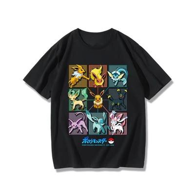T-shirt Enfant Pokémon Dessin Animé Evoli Fleur de Cerisier Été Nouveau Lâche Tendance Décontracté Harajuku Manches Courtes Top