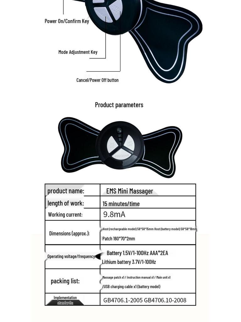 Smart Mini Remote-Controlled EMS Neck and Shoulder Pulse Massager - Battery Operated