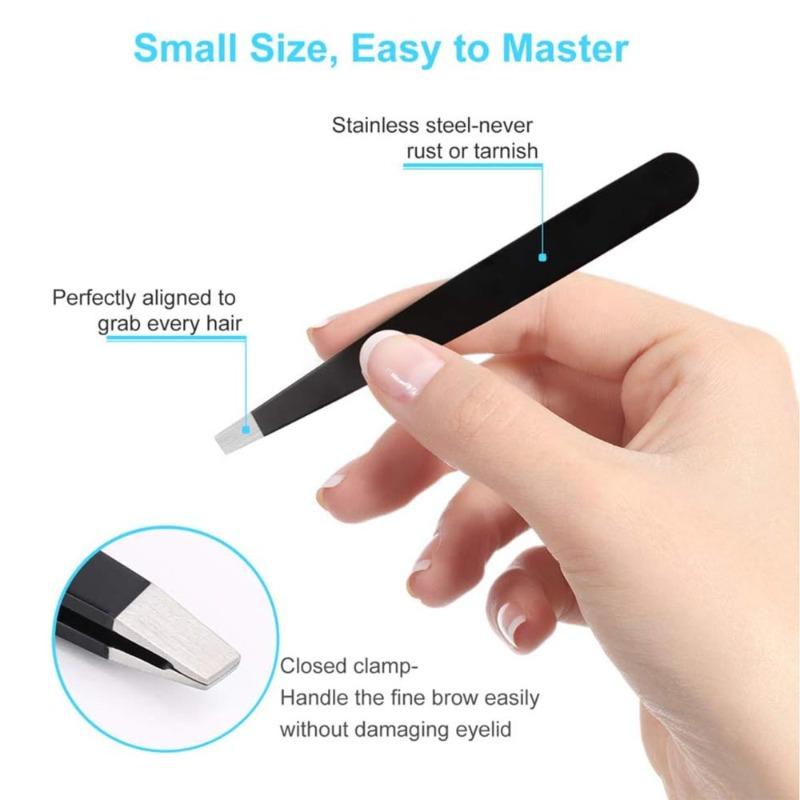 6PCS rofessional Tweezers Set Stainless Steel Precision Tweezer Kit for Eyebrows Facial Hair with Travel Case