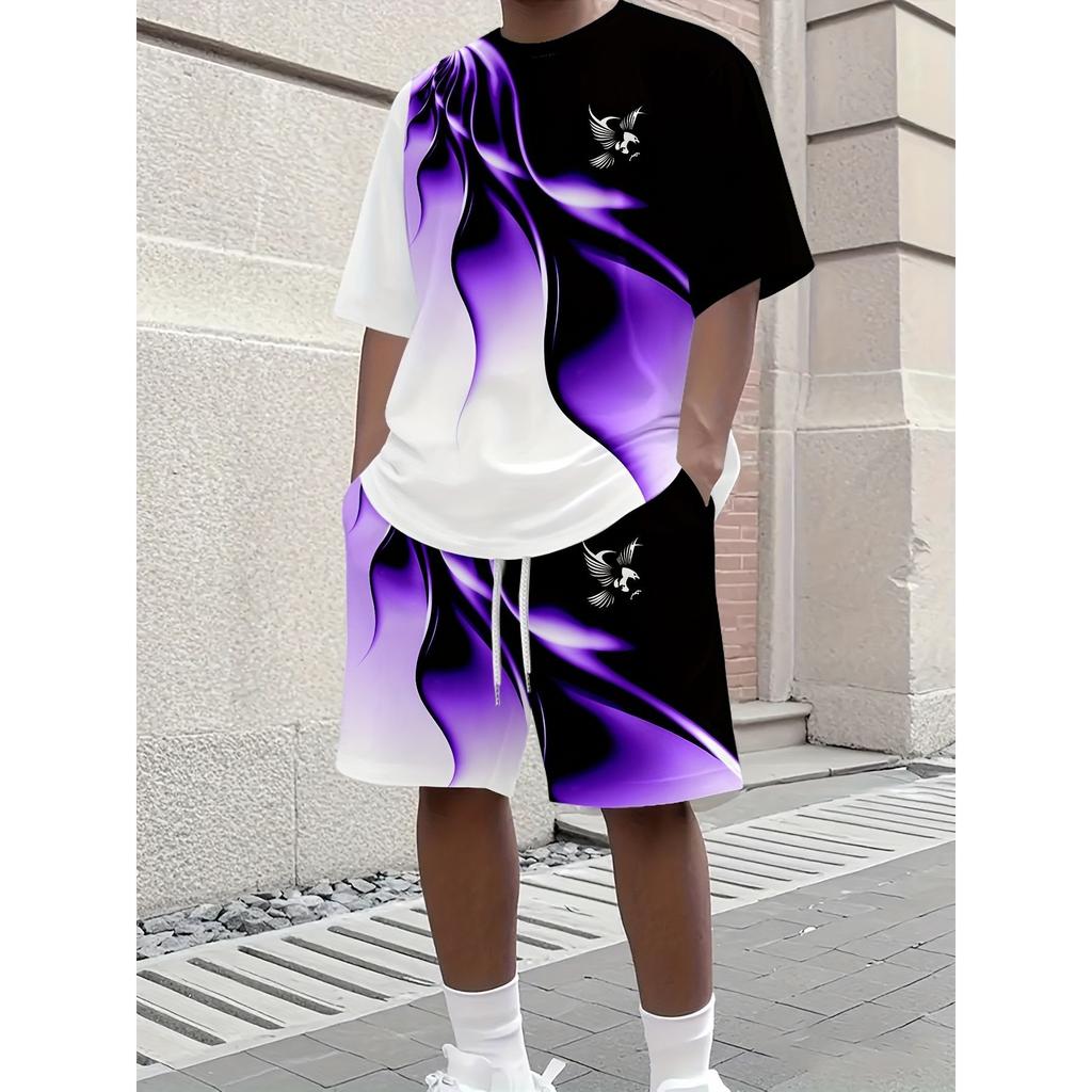 Adults and Kids 2 Piece Set Streetwear Brand Los Angeles Script Print Short Sleeve T Shirt Shorts Summer Basketball Tracksuit