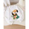 European sizes Crewneck Sweatshirt for Girls with Toucan, Tropical Flowers & Leaves, Soft Comfy Sportswear & Casual Attire