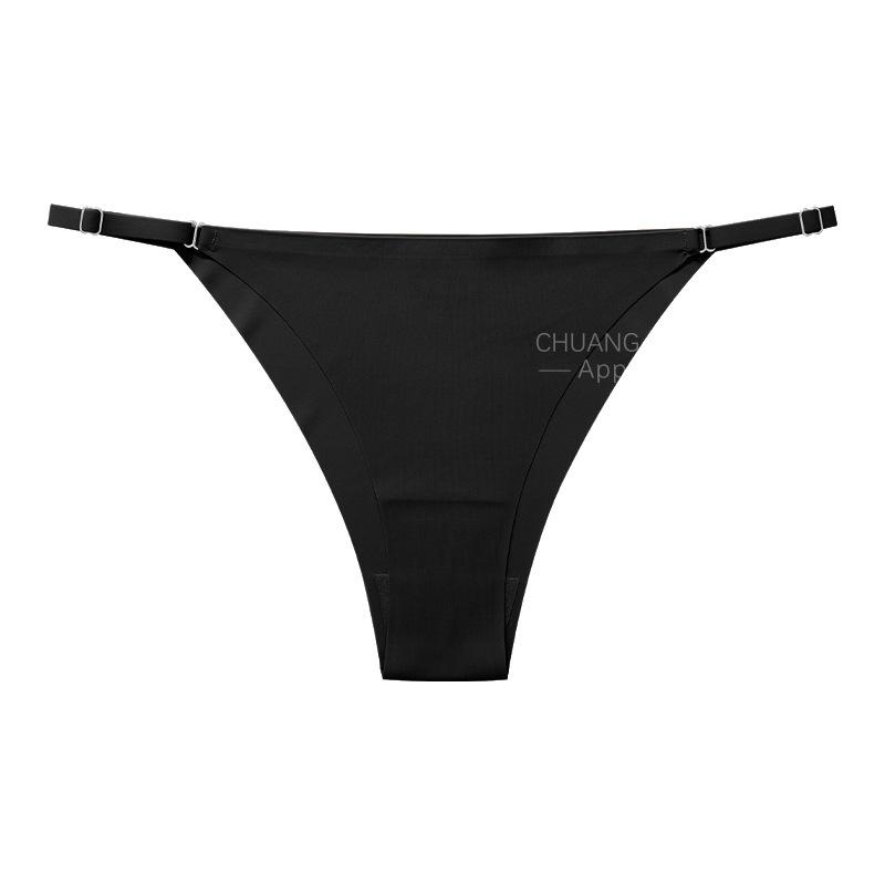 

Adjustable thin strap sexy underwear summer thin women s large size seamless ice silk sports fitness without hip briefs women S чёрный