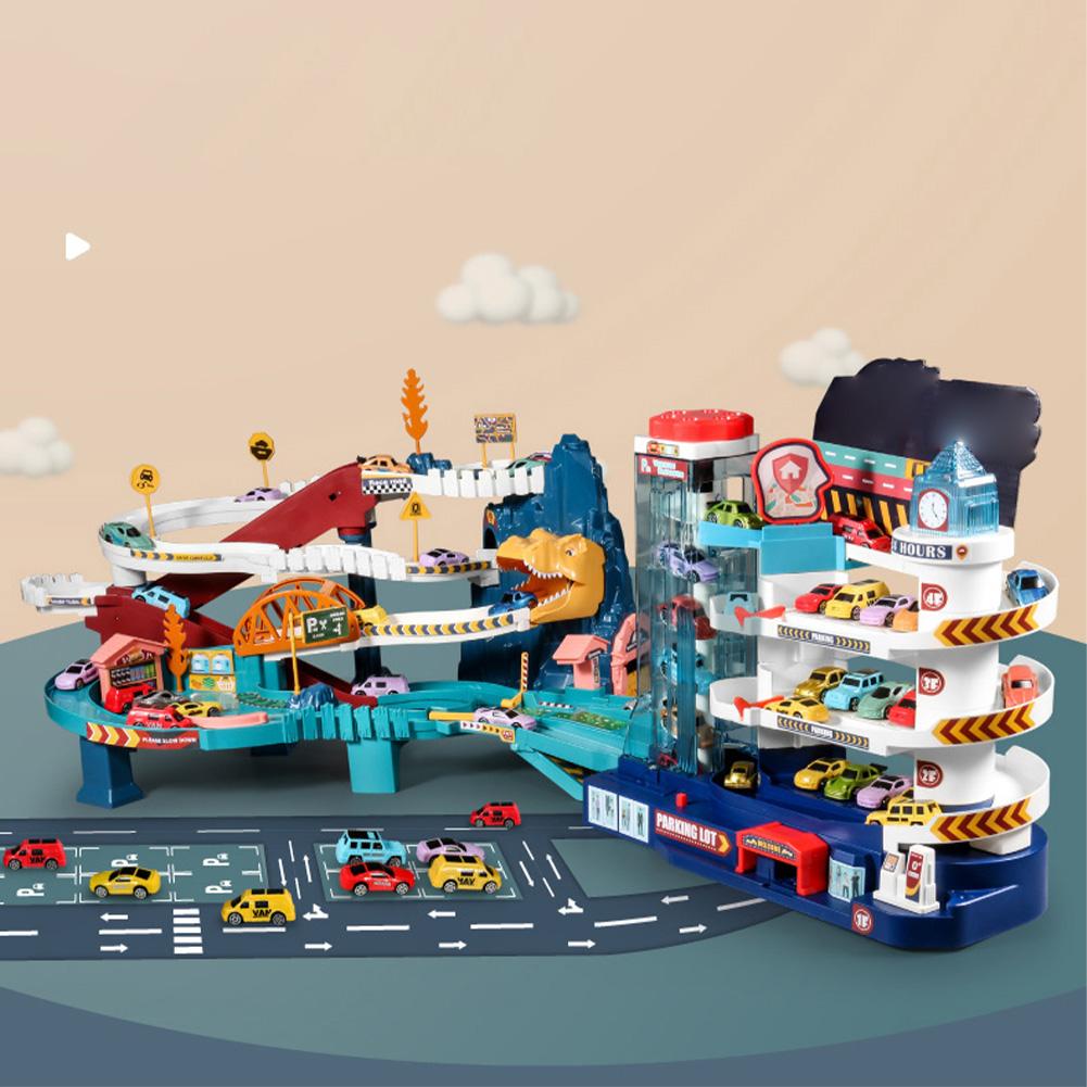 Vehicle Parking Lot Set Vehicle Pretend Play Car With Road Track And Sound & Light Effect Kids Puzzle Playful Toy For 4-6 Years Old Kids