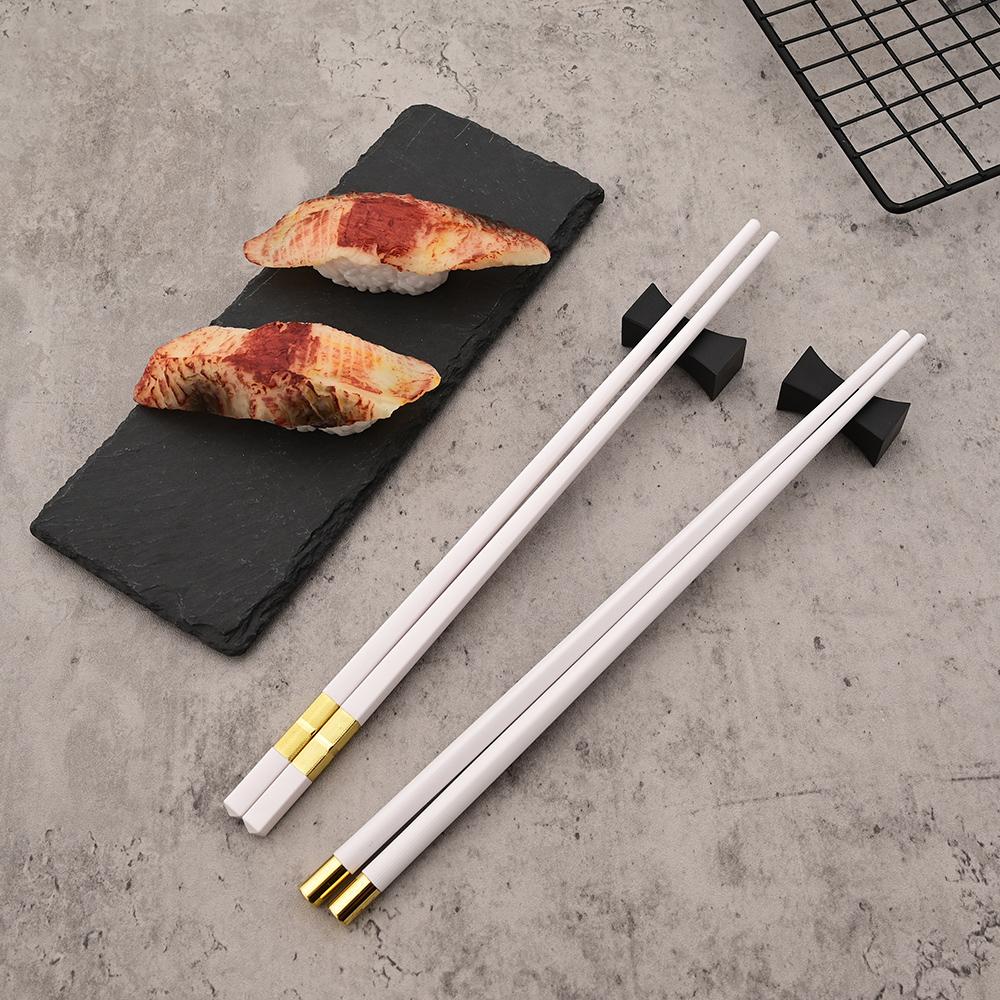 5 Paar Weißgold Koreanische Essstäbchen Japanische Essstäbchen Wiederverwendbare Essstäbchen Waschbare Lebensmittelqualität Rutschfeste Essstäbchen Einfach zu bedienen