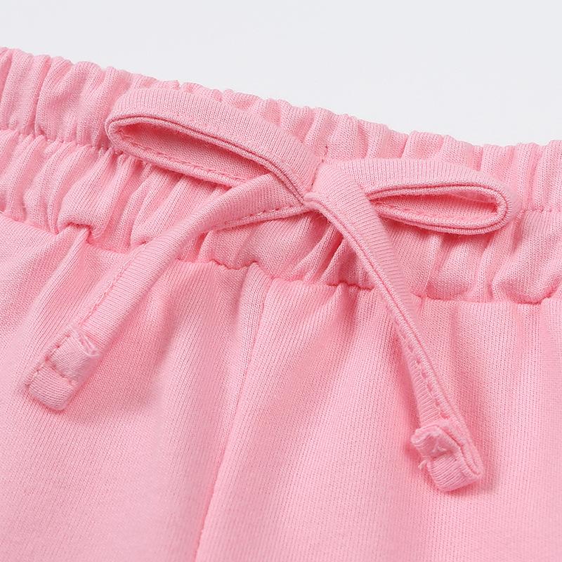 Sommer Mädchen Set Koreanischer Stil Mode Kurzärmeliges Spitzenoberteil Shorts Zweiteiliges Set