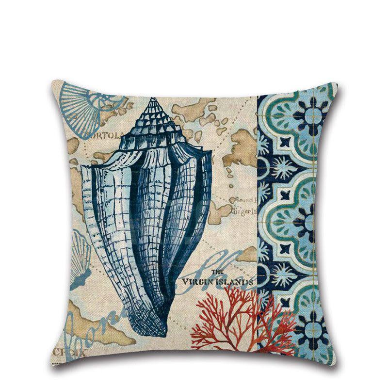 Decorative Fashion Creative Marine Organism Flax Cushion Cover Throw Pillow For Coastal Living