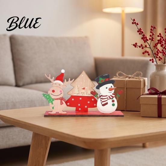 Easy Assembly Xmas Crafts Wooden Christmas Ornaments, Tabletop Decoration with Santa Claus Snowman Elk Window Display Props Designs for Home