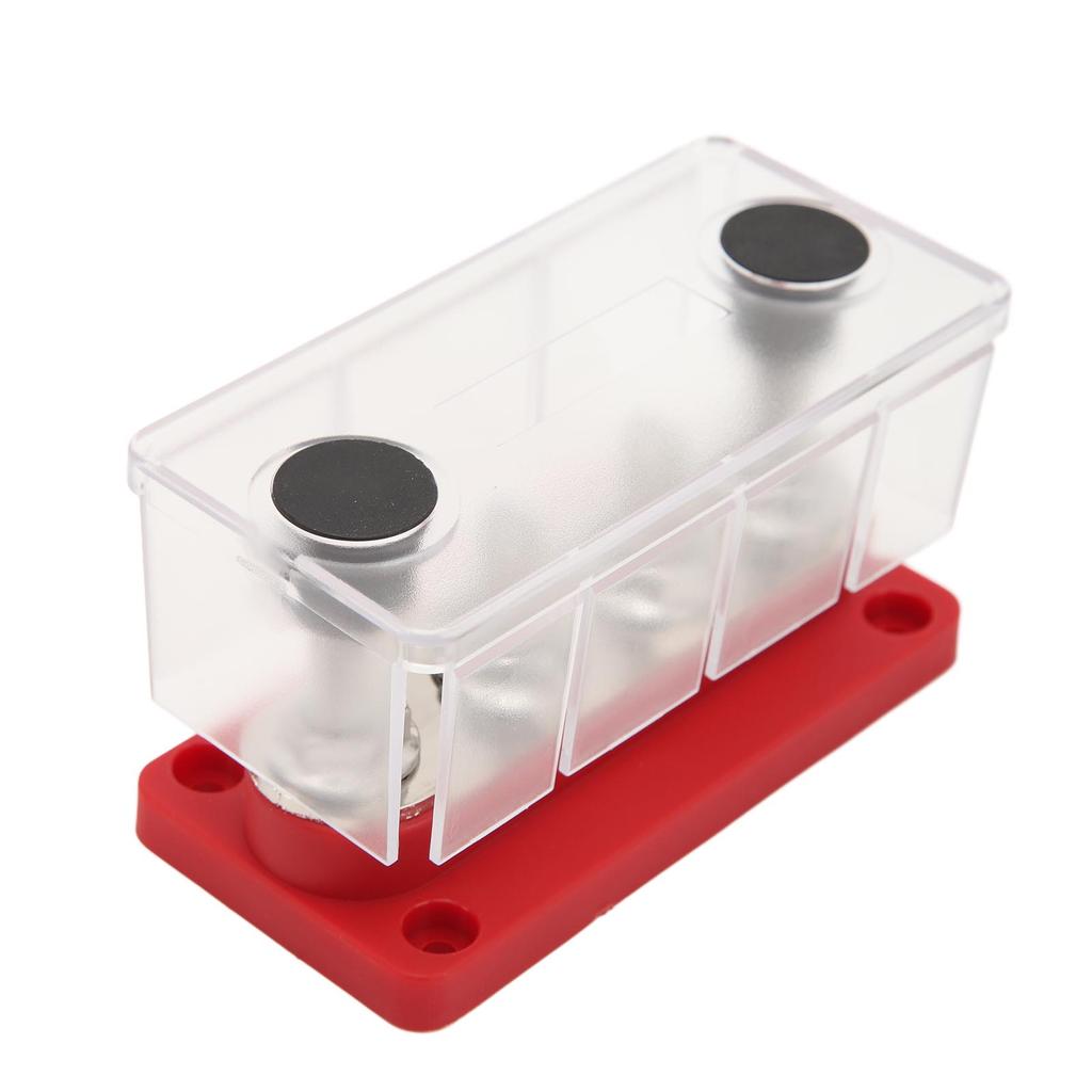 4 Studs Power Distribution Block 12‑48V 150A Brass Nickel Plated for Cars Trucks RVs Marine Boats Red