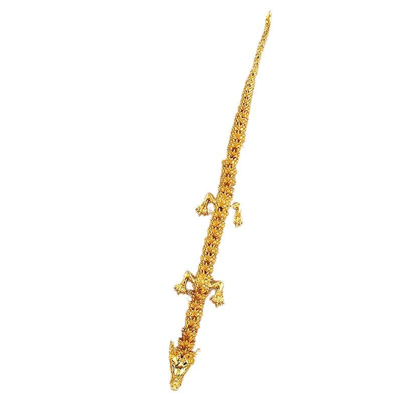 Brass 3D Articulated Chinese Dragon Ornament for Home or Office, Antique Metal Handcrafted Decor.