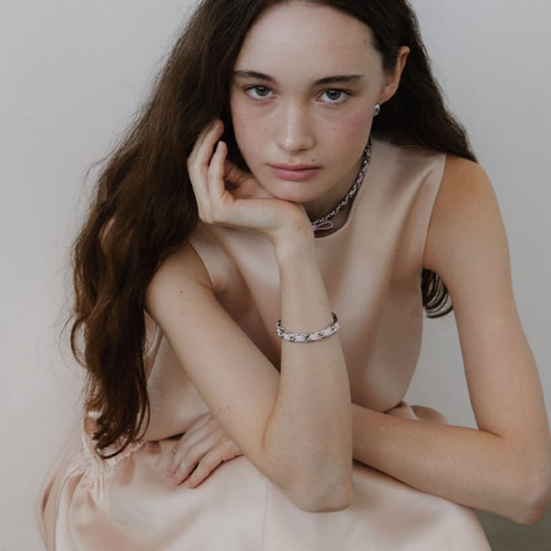 LOVE ME MONSTER Chic Leather Ribbon Chain Bracelet (L243MBC010)