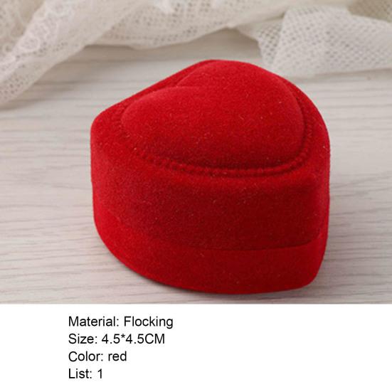 Ring Storage Box Exquisite Flocking Heart Shape Gift Jewelry Organizer for Engagement