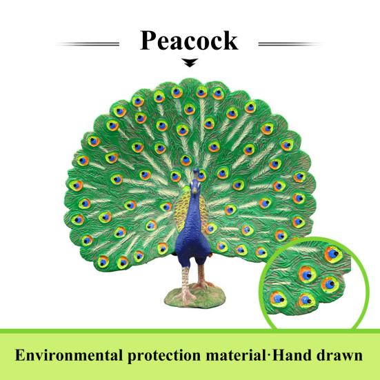 Lovely Peacock Figurine Professional Painted Craft Wear-resistant Multifunctional Realistic Peacock Model