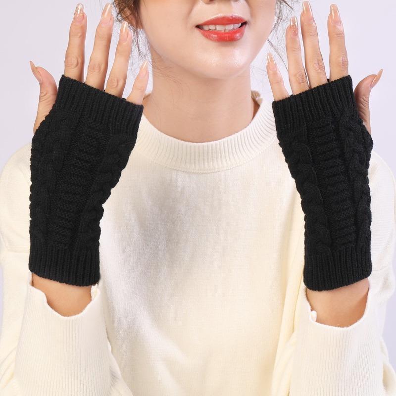 1 Pair Short Fashion Knitted Twist Gloves, Finger Warm Gloves - Suitable for All Men and Women In Autumn and Winter