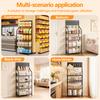 Snack Display Organizer 4/5 Tier Retail Rack Black Metal Candy Storage Shelf Cart with Wheels Wire & 15 Hooks Heavy-Duty Potato Chip Stand