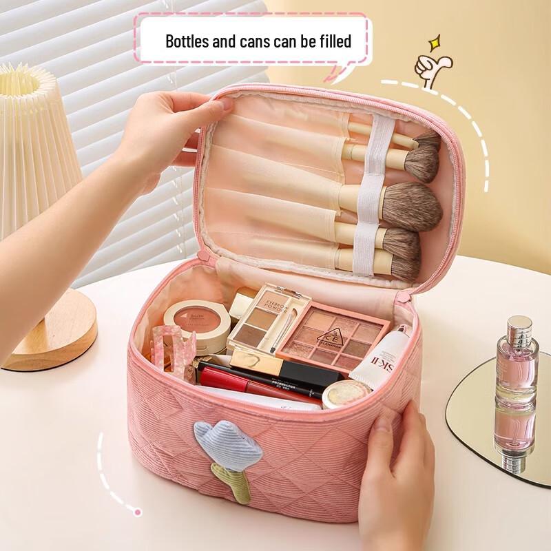 Sanyedou Corduroy Double-Layer Cosmetic Bag Set