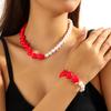 Valentine'S Day Ornament Red Rose Flower Earrings Love Necklace Set Valentine'S Day Earrings