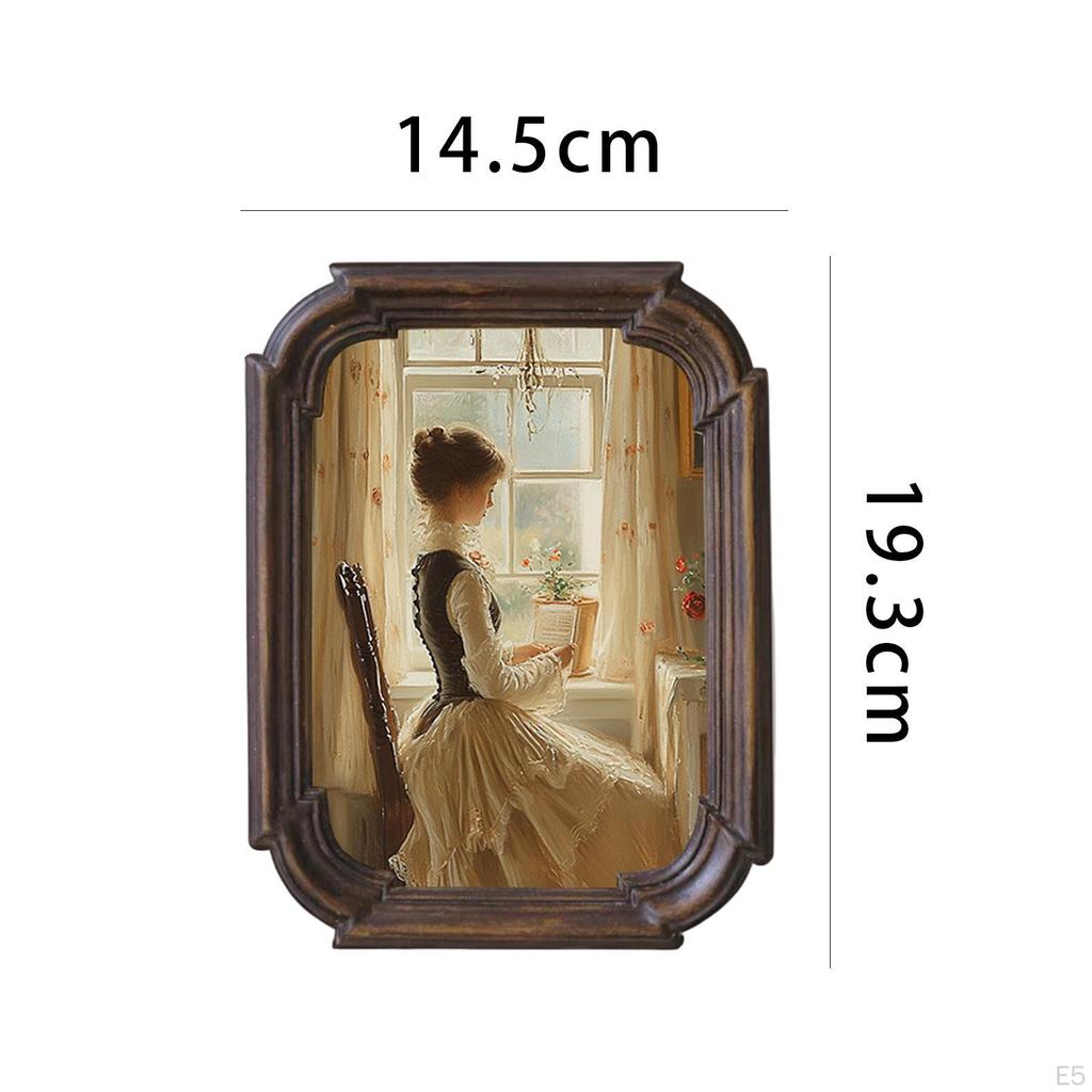 Retro Resin Photo Frame Hand Painted Decorative Elegant Old Fashioned Tabletop Display for Office