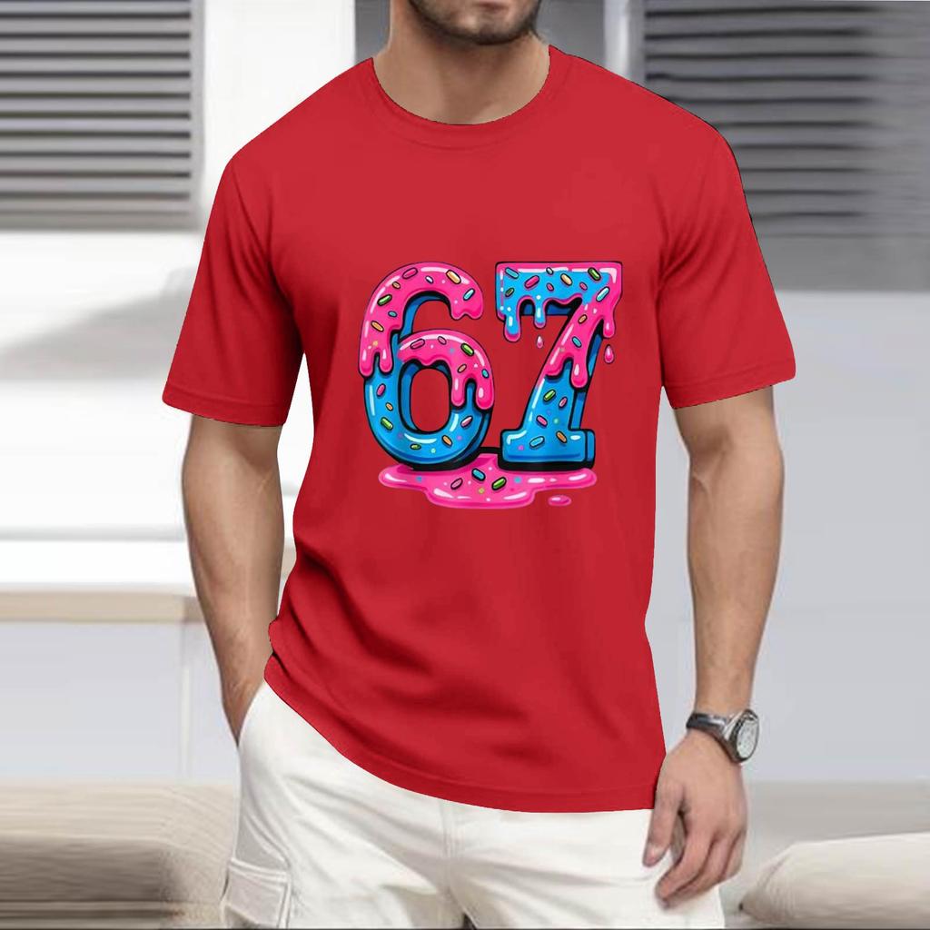Men's Popular T-shirt Printed Round Neck Short Sleeve T-shirt