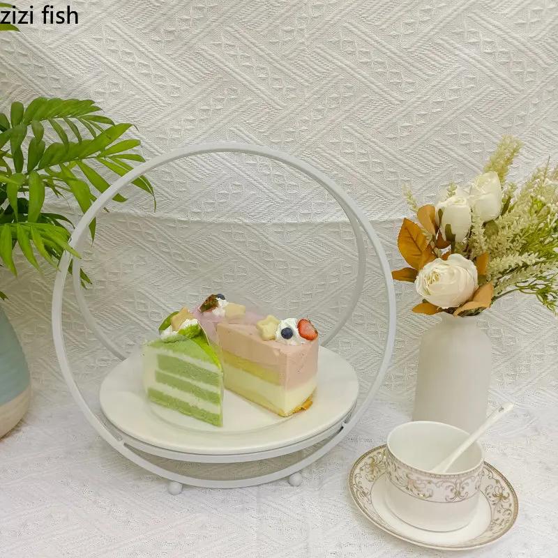 Iron Ceramic Cake Pan Cake Stand Fruit Basket Dessert Plate Fruit Plate Display Stand Sushi Plate Snack Tray Refreshment Tray