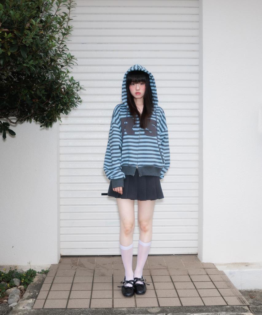Rose Franz Double Buckle Pleat Mini Skirt [Charcoal]