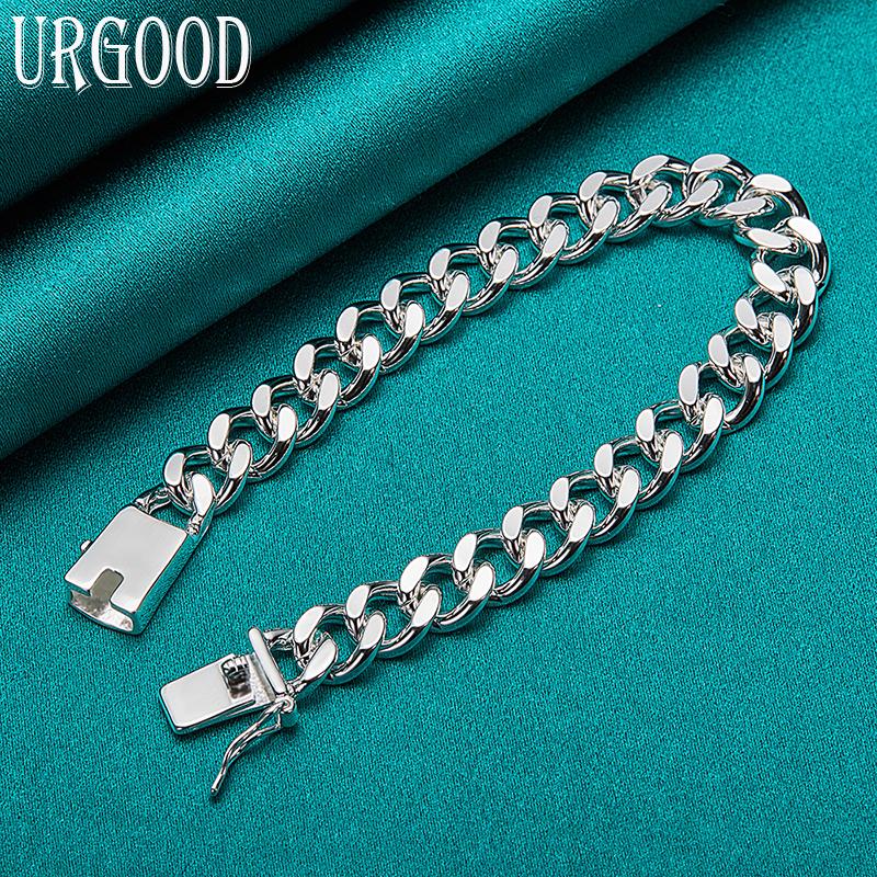 925 Sterling Silver 8mm Side Chain Bracelet Fashion Jewelry
