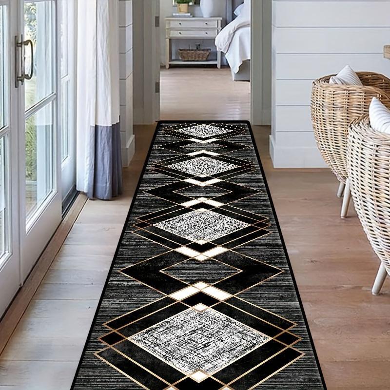 Bohemian Runner Rug, Vintage Plaid Hallway Rug, Machine Washable Indoor/Outdoor Floor Mat for Kitchen Laundry Hallway
