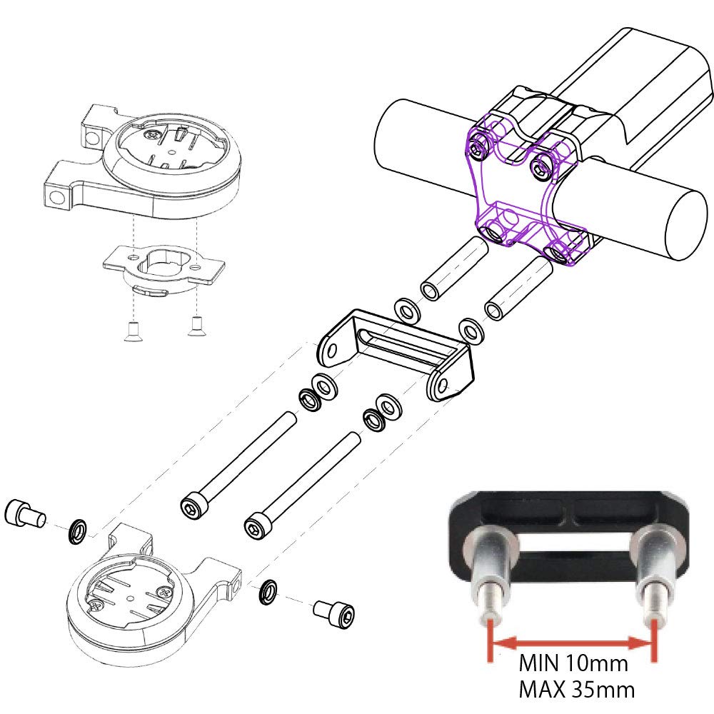 RecMount Type 17 Garmin Smart Headlight Mount (M5 Bolt Clamp Type with Friction Mount Adapter for Varia/Varia) [17-GMUT]