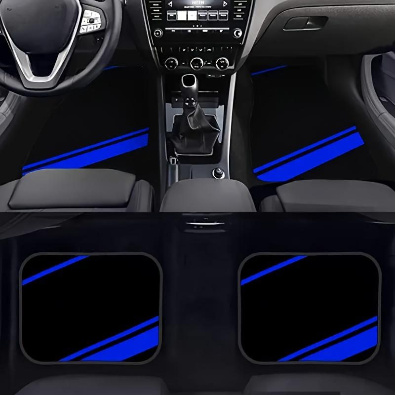 4Pcs Car Floor Mats with Blue Stripe Design- universal - simple and generous, racing style perfect gift for men and women!
