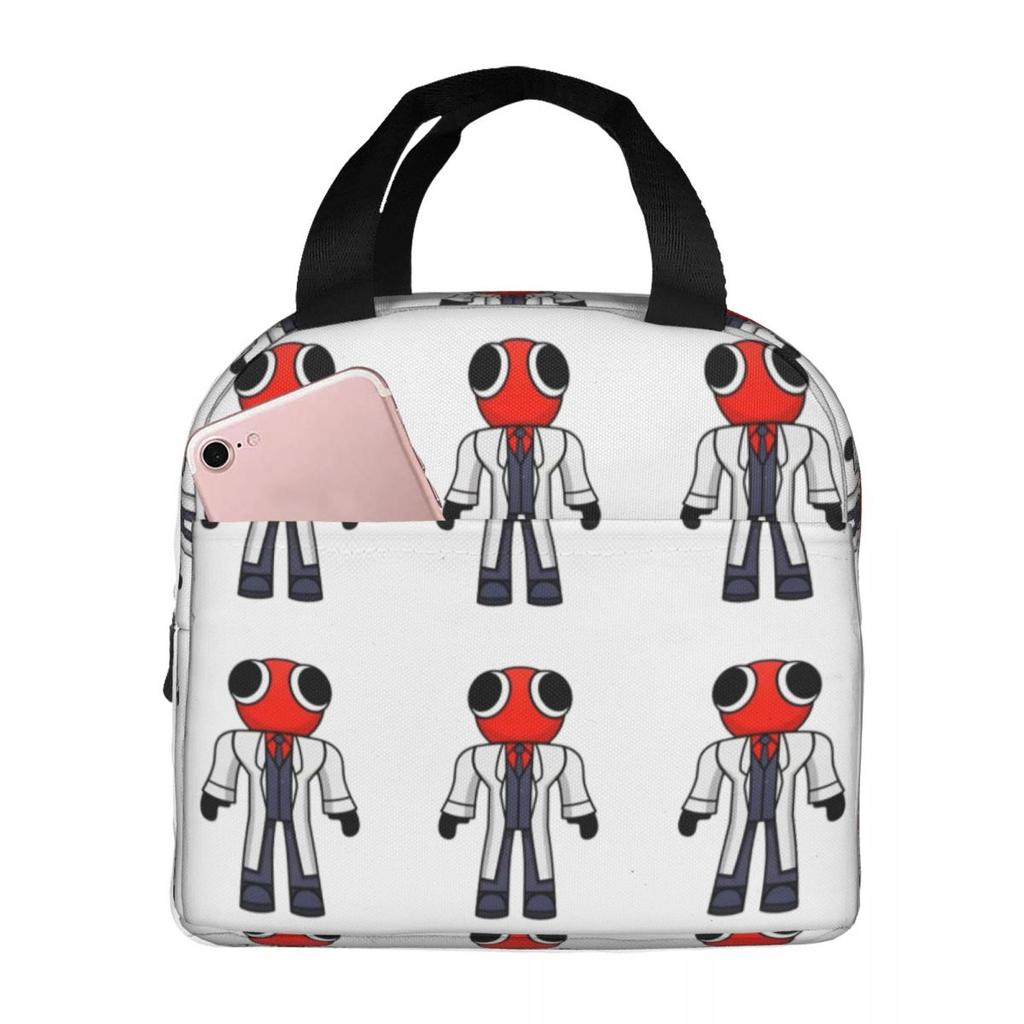 Red Scientist Rainbow Friend Insulated Lunch Bag for Kids School Cooler Thermal Food Box Tote Leakproof Lunch Boxes Container