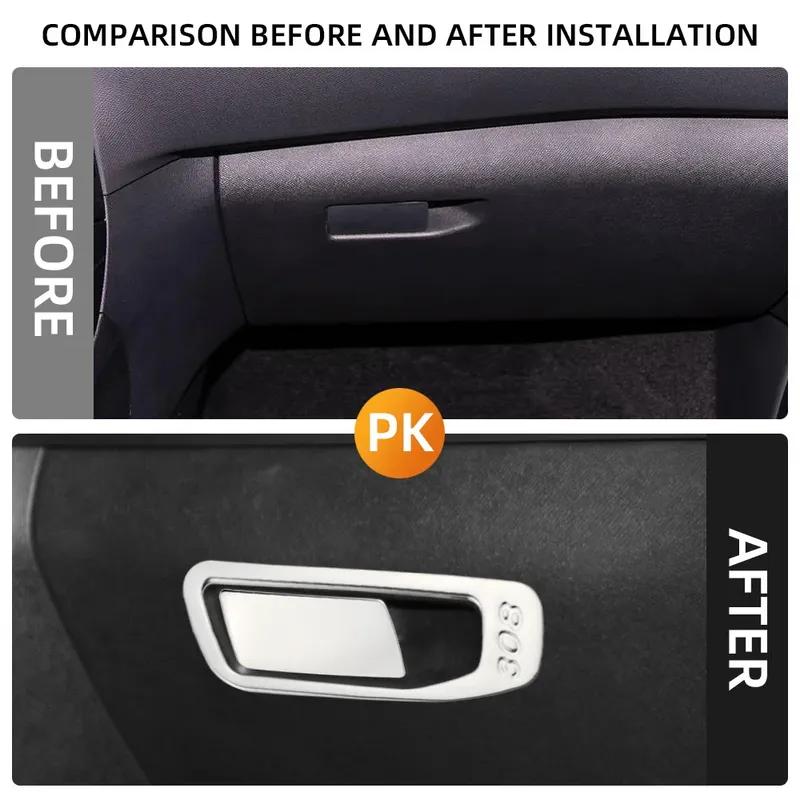 LHD Car Golvebox Cover Sticker Trim 1 Set for Peugeot 308 Stainless Steel Car Interior Modification Accessory