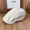 British casual vertical pattern forward hat texture Newsboy beret version modified face short brim cap wholesale
