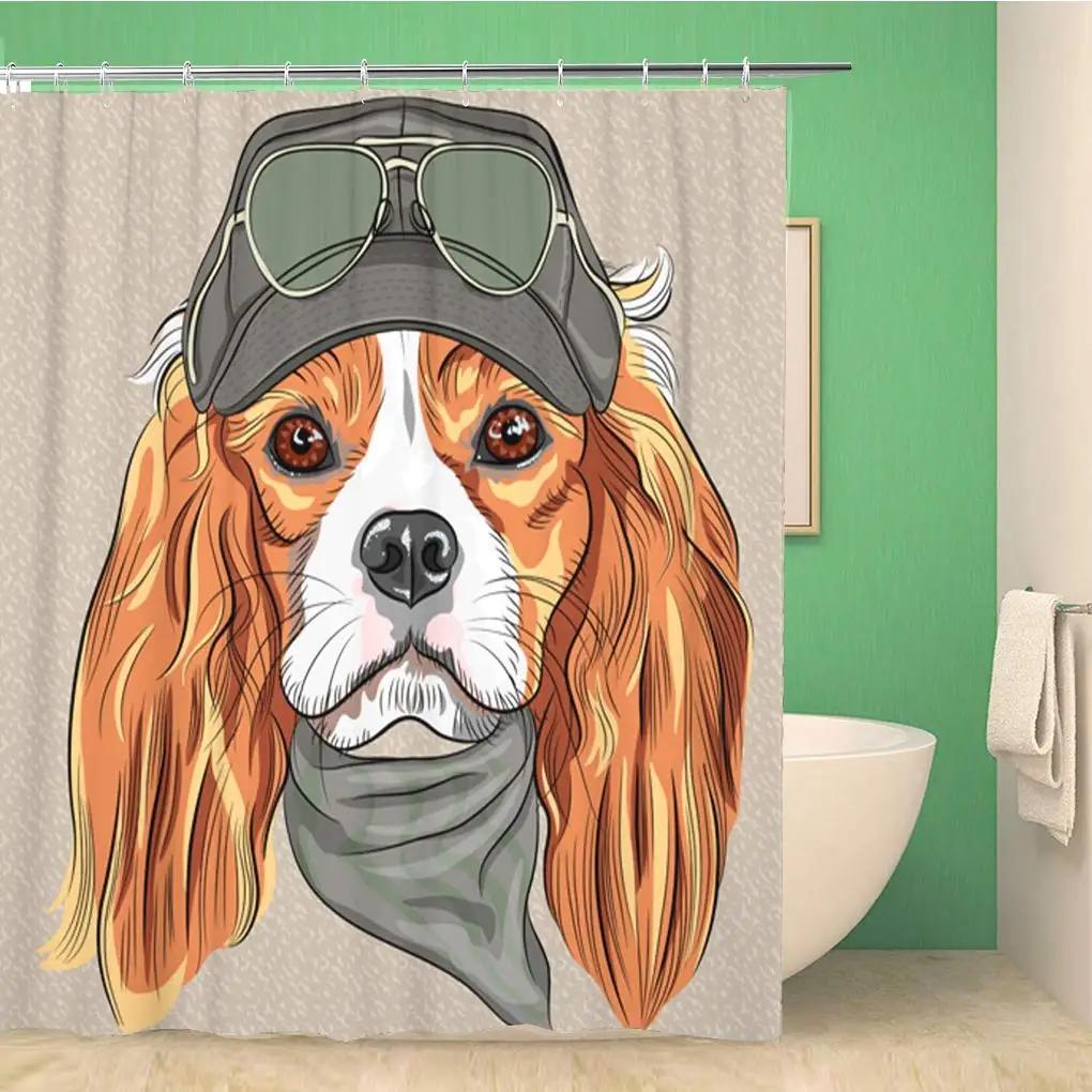 Cavalier King Charles Spaniel Hunde Duschvorhang Wasserdicht Polyester Stoff Badezimmer Duschvorhänge Badezimmer Dekoration Mit Haken