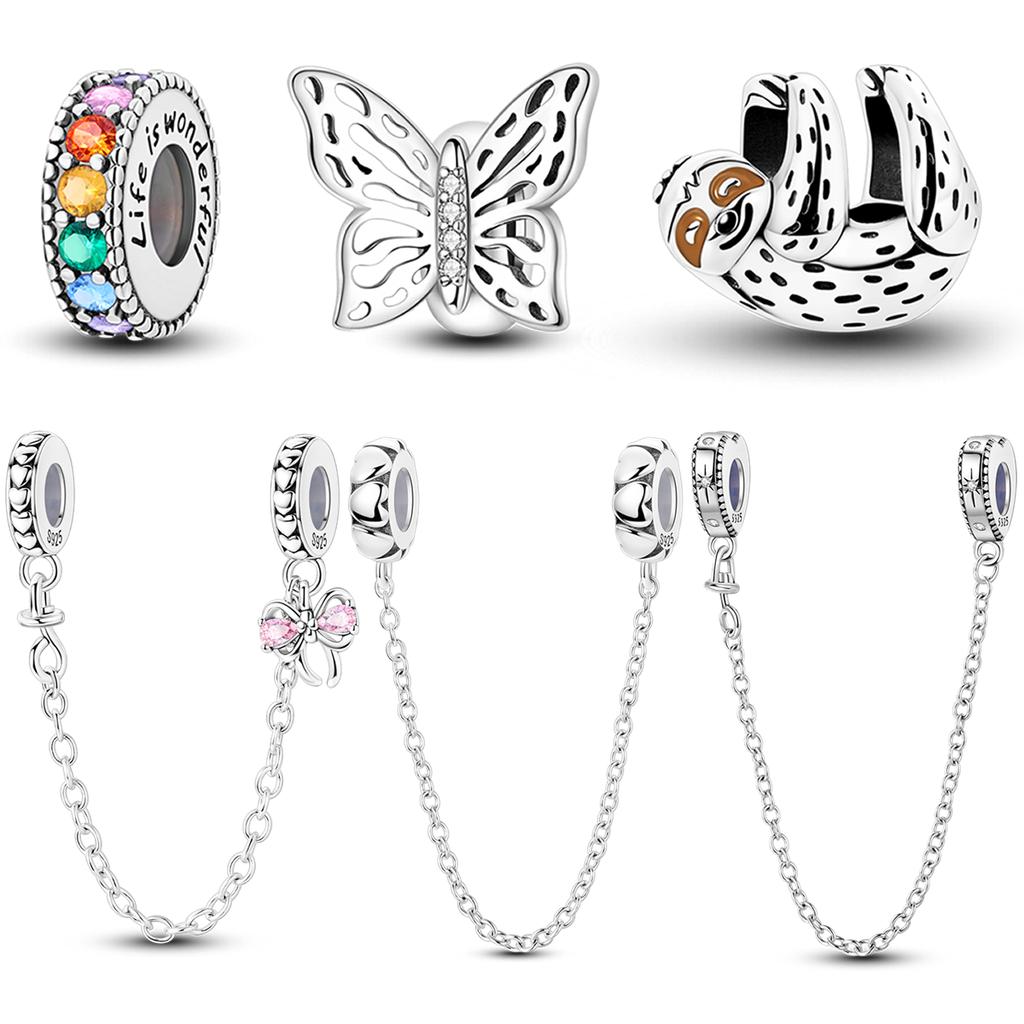Real Copper Jesus Charms Bead Cz Zircon Butterfly Pink Paw Print Pendants Fit Original Bracelet Diy Jewelry Marking