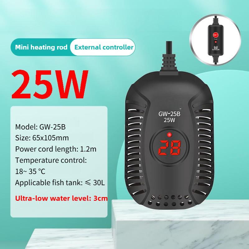 Low Water Level Mini Electric Heater Automatic Constant Temperature Fish Tank Heating Device Turtle Tank Heating Rod