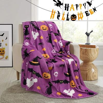 Halloween Überwurfdecke für Couch Bett Halloween Herbst Thanksgiving Geschenkdecke Kürbis- und Geisterdruck Decken Sofa-Decken#(6)