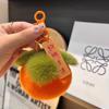 Kawaii Fluffy Persimmon Peach Plush Keychain Soft Stuffed Fruit Pendant for Backpack Bag Decor Girlfriend Gift