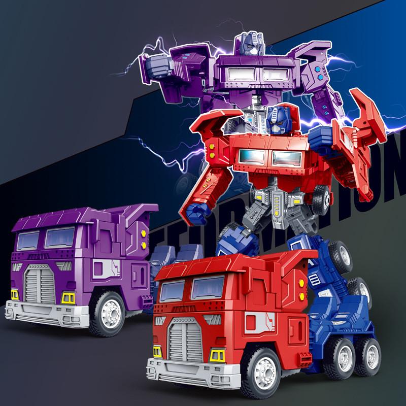 Kids Inertial Plastic Vehicle Withtransforming Robot Features Car Model Toy