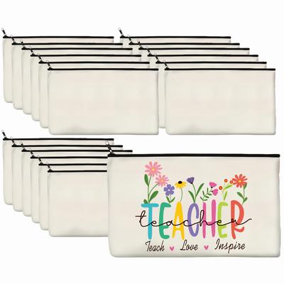 Beige Zipper Bags Multifunctional Blank DIY Craft Pouches Pencil Bags Case Pouch for Home School Travel Tote Bag for Cosmetic Storage (Beige)