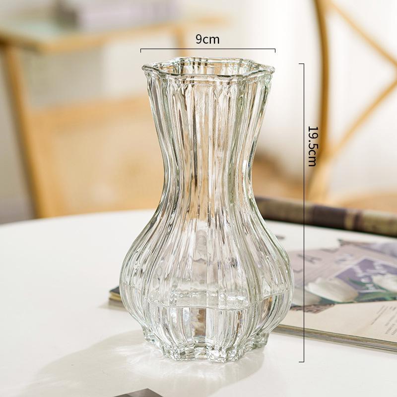 Nordic Cone-Shaped Transparent Glass Vase for Lucky Bamboo and Flowers