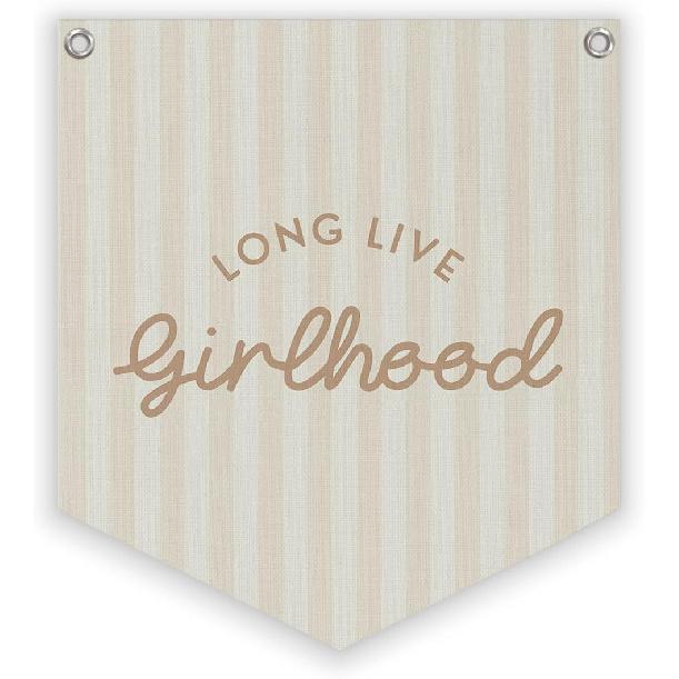 Lacama Long Live Boyhood Linen Banner,Vintage Boy Room Toddler Decor,Boy Bedroom Wall Hanging Banner Pennant Flag Decor for Nursery Playroom,12.4x14