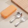 Set da 2 pezzi in acciaio inossidabile 304, cucchiaio, forchetta e posate portatili, per escursionismo, campeggio, cucina, forniture