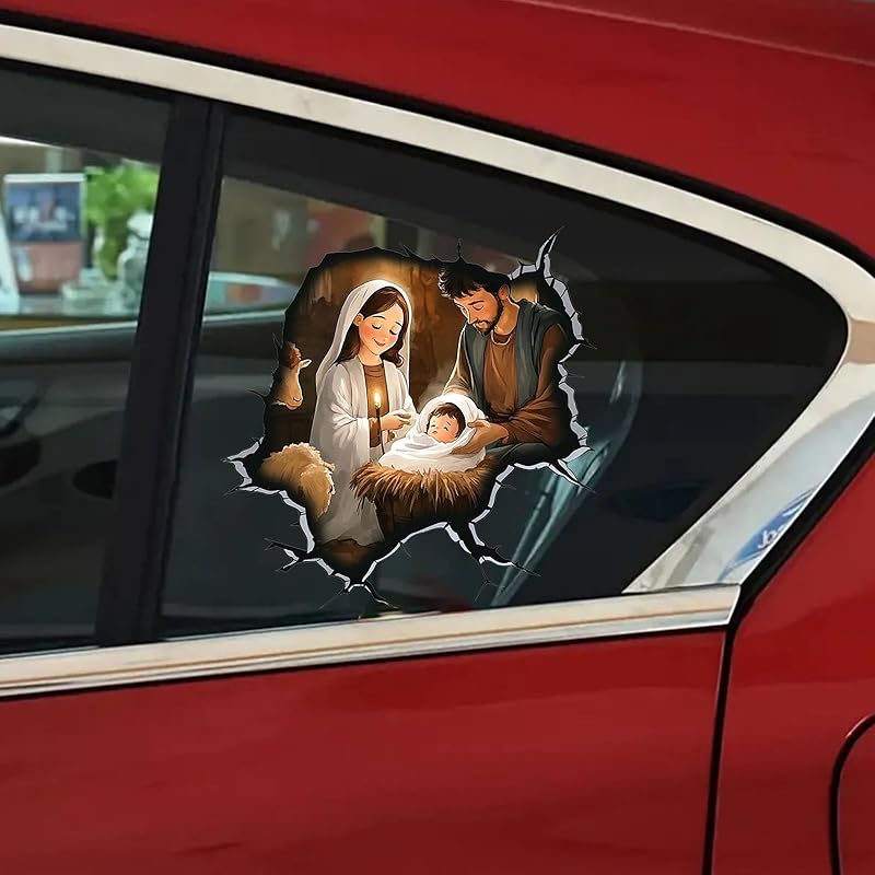Santa Waving Hand Decal,3D Self-Adhesive Vinyl Sticker for Christmas, Polyvinyl Chloride Car & Window Cling, Suitable for Glass, Metal, Ceramic